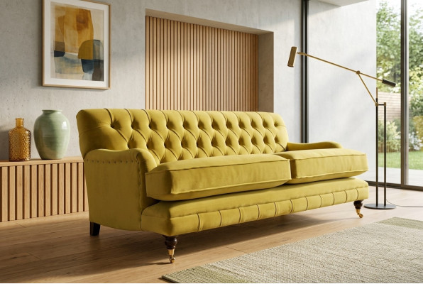 Canapé Chesterfield 3 places design canapé sofa en tissu trois places.