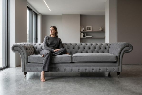 Chesterfield canapé 4 places en tissu moderne Canapé en cuir Chesterfield Textile