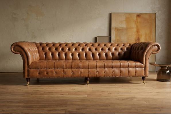 Canapé Chesterfield Marron Canapé Canapé 4 Places en Tissu Sièges Suite Canapés 265cm