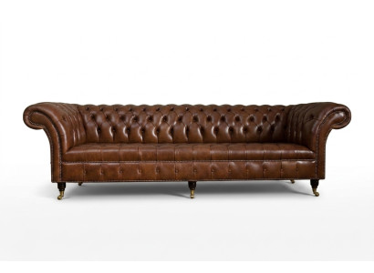 Canapé Chesterfield Marron Canapé Canapé 4 Places en Tissu Sièges Suite Canapés 265cm