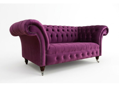 Chesterfield Design Luxus Canapé Sofa Ensemble de Sièges Cuir Tissu Violet Neuf