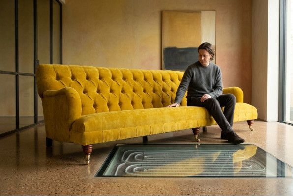 Canapé Chesterfield classique 4 places Canapés Cuir Jaune Design Tapisserie