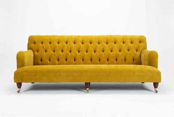 Canapé Chesterfield classique 4 places Canapés Cuir Jaune Design Tapisserie