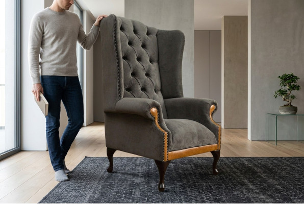 Fauteuil en velours Chesterfield, canapé, design de luxe, canapé confortable, relax, télé, neuf.