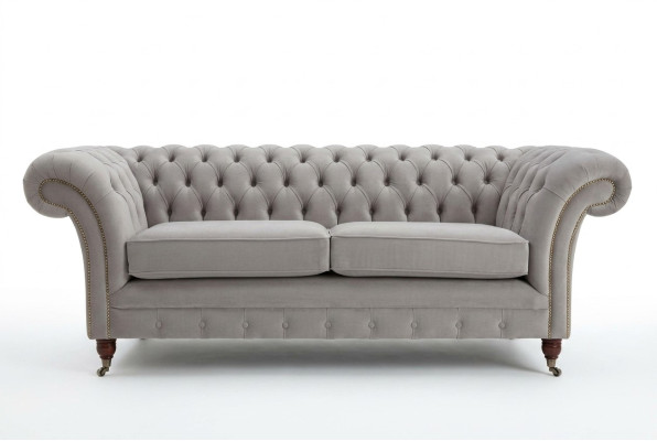 Chesterfield Canapé Sofa Polster 3 Places Canapés Salon Garniture Canapé Blanc Neuf