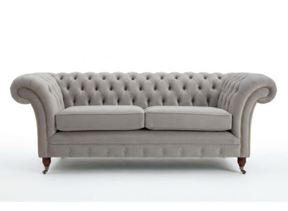 Chesterfield Canapé Sofa Polster 3 Places Canapés Salon Garniture Canapé Blanc Neuf