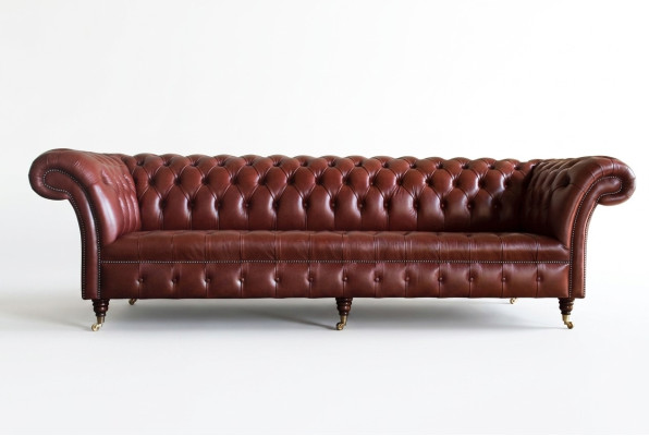 Canapé XXL Chesterfield 4 places en tissu de luxe classique