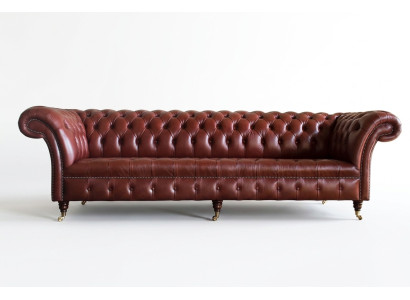 Canapé XXL Chesterfield 4 places en tissu de luxe classique
