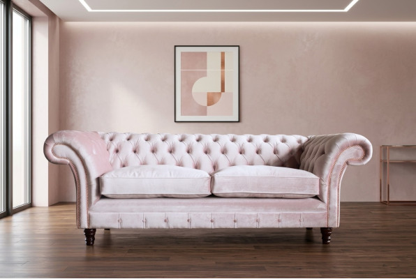 Canapé Chesterfield 3 places design canapé sofa rembourré textile trois places