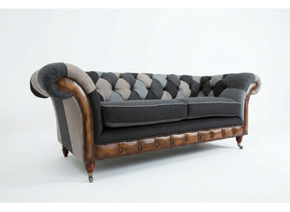 Durable Chesterfield Canapé Sofa Rembourrage en tissu microfibre Coussin de siège