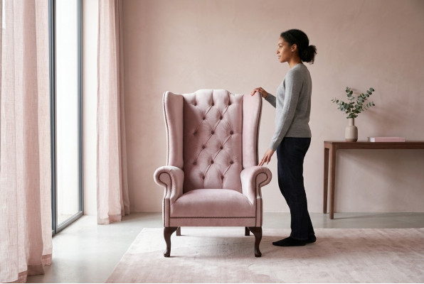 Fauteuil Chesterfield Wingback canapé relax rembourré en velours, cuir, tissu, neuf.