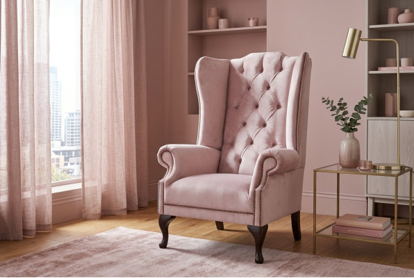 Fauteuil Chesterfield Wingback canapé relax rembourré en velours, cuir, tissu, neuf.