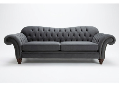 Grand canapé 4 places Canapé Chesterfield avec revêtement en tissu gris pour siège_SUITE newTextile