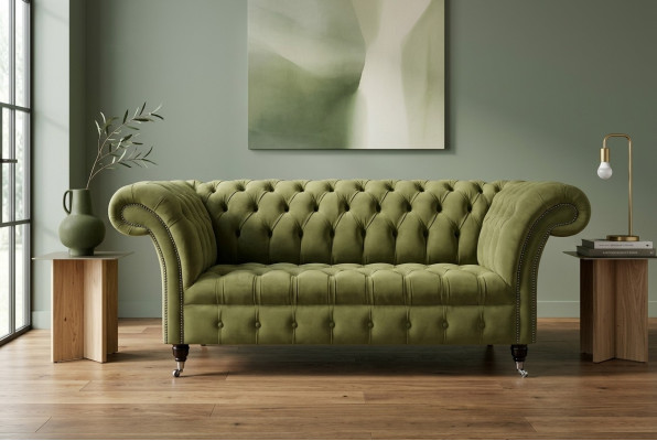 Canapé Chesterfield 2 places rembourré en textile, tissu, cuir, canapés, sofa.