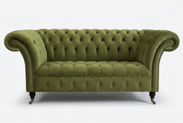 Canapé Chesterfield 2 places rembourré en textile, tissu, cuir, canapés, sofa.