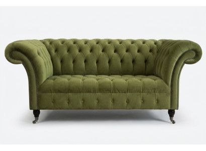 Canapé Chesterfield 2 places rembourré en textile, tissu, cuir, canapés, sofa.