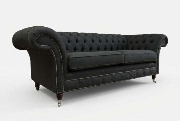 Canapé 3 places Chesterfield noir moderne de luxe