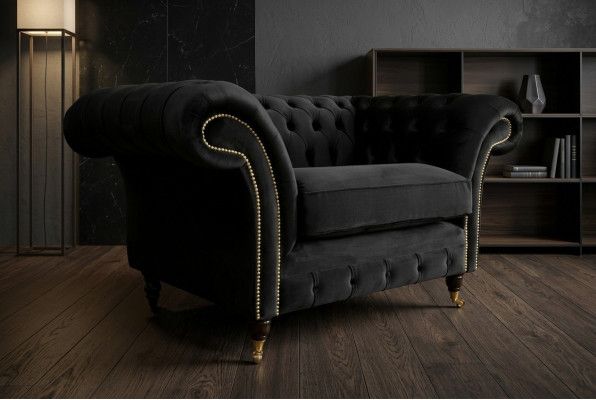 Canapé Chesterfield en tissu, fauteuil 1,5 places, canapé lounge, neuf, club.