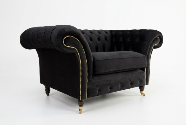 Canapé Chesterfield en tissu, fauteuil 1,5 places, canapé lounge, neuf, club.
