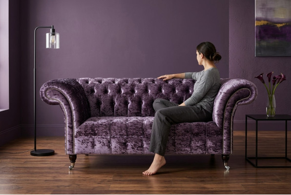 Canapé Chesterfield rembourré tissu canapés sofa ensemble de sièges repose-bras neuf 2 places