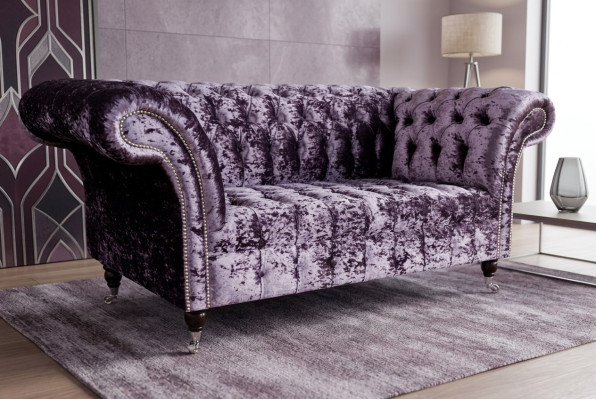 Canapé Chesterfield rembourré tissu canapés sofa ensemble de sièges repose-bras neuf 2 places