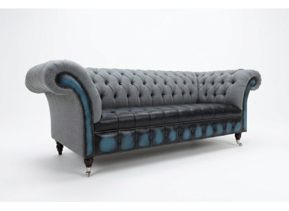Designer canapés Chesterfield gris revêtement textile canapés fauteuils meubles de détente
