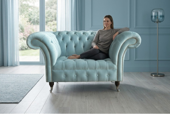 Chesterfield design canapé en tissu fauteuil 1,5 places canapé sofas lounge bleu velours