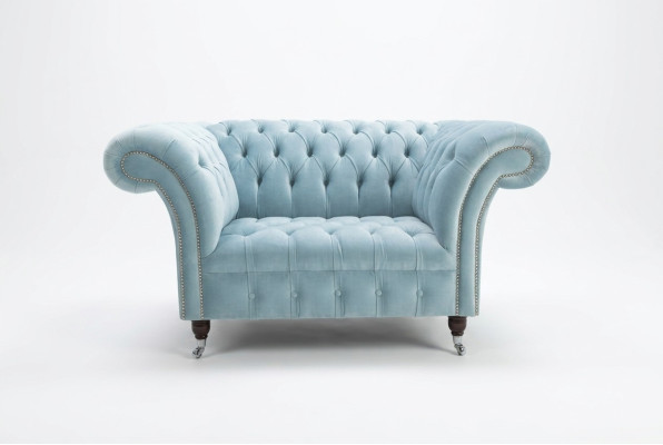 Chesterfield design canapé en tissu fauteuil 1,5 places canapé sofas lounge bleu velours