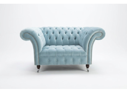 Chesterfield design canapé en tissu fauteuil 1,5 places canapé sofas lounge bleu velours
