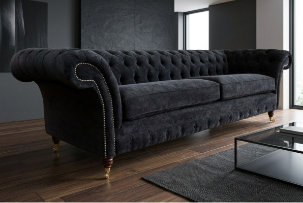 Canapé Chesterfield de haute qualité Rembourrage Canapé quatre places Tissu tissé XXL