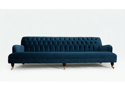 Grand canapé Chesterfield bleu quatre places XXL de luxe en tissu Canapé Rembourré