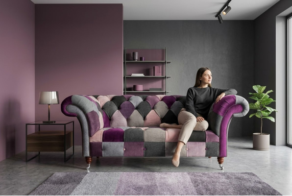 Chesterfield canapé 2 places canapé textile rembourrage design canapés colorés