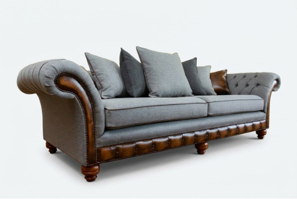 Design de canapé Chesterfield classique 4 places Rembourrage de luxe en textile Canapés