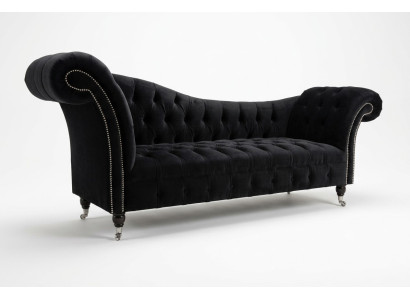 Chesterfield Trois Canapé Places Tissu Design Canapé 3 Places Salon Noir