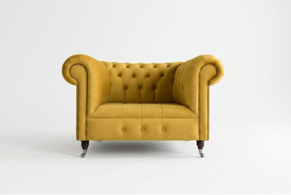 Fauteuil Design Chesterfield Sofa Canapé Rembourrage Textile de Luxe Canapés 1 Place #376