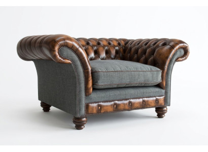 Canapé design Chesterfield en tissu, fauteuil 1,5 places, canapé rembourré, lounge, club neuf.