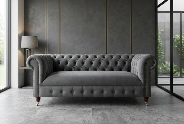 Moderne canapé de salon de luxe gris à trois places