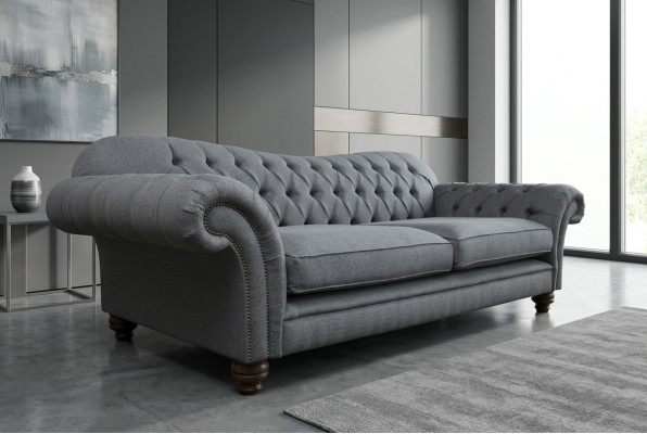 Canapé 4 places Canapé design Chesterfield Suite de sièges en cuir et tissu rembourré nouveau