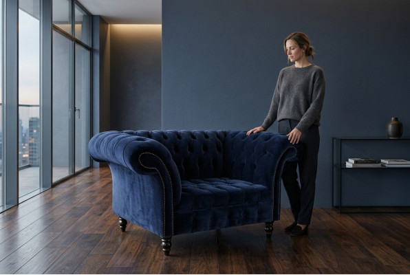 Chesterfield Sofa Canapé Ensemble rembourré 1,5 places Canapés Classique Une place