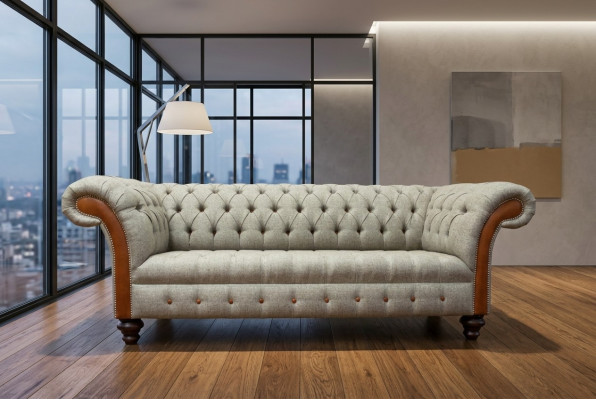 Canapé Chesterfield trois places gris design de revêtement de canapé trois places moderne