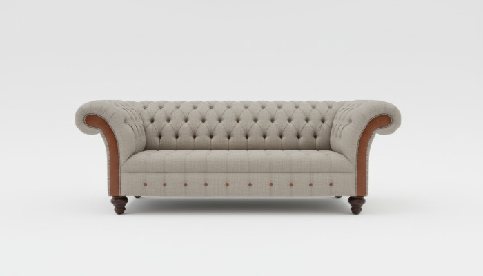 Canapé Chesterfield trois places gris design de revêtement de canapé trois places moderne