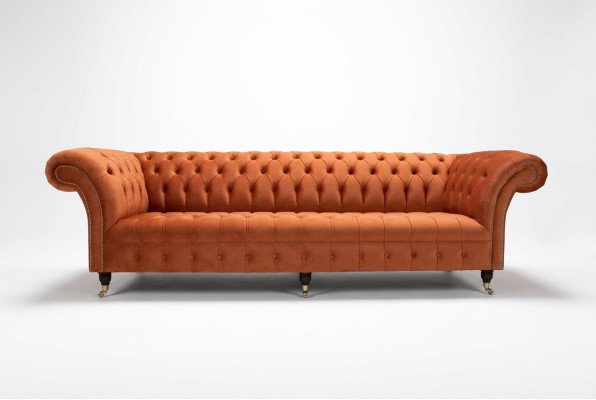 Revêtement de canapé Chesterfield en textile Canapés design Canapés en cuir de luxe 4 places 265cm.
