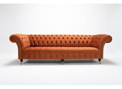 Revêtement de canapé Chesterfield en textile Canapés design Canapés en cuir de luxe 4 places 265cm.