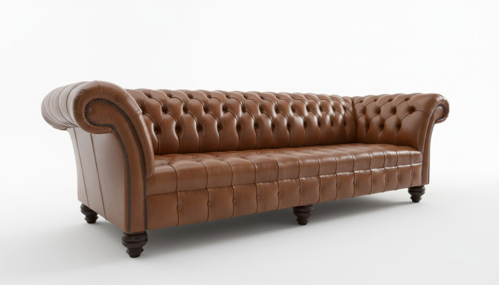 Canapé Chesterfield en cuir marron 4 places xxl Grand canapé Canapés Grand rembourrage neuf