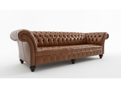 Canapé Chesterfield en cuir marron 4 places xxl Grand canapé Canapés Grand rembourrage neuf