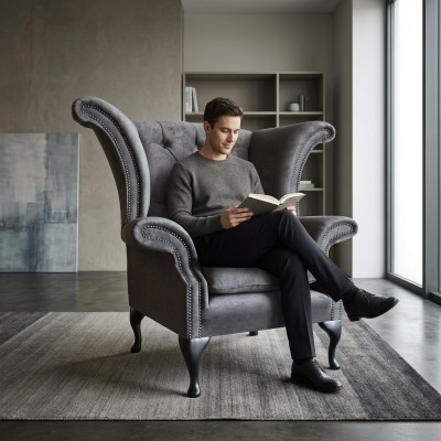 Chesterfield fauteuil canapé télé 1 place canapé textile tissu canapé rembourré