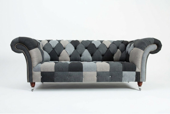 Canapé 3 places design Chesterfield Siège Suite Cuir Textile Rembourrage neuf
