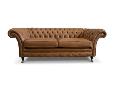 Canapé 3 places Chesterfield Canapé Rembourrage en cuir marron Textile