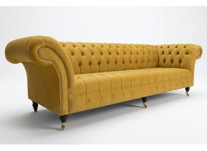 Canapé Canapé Rembourrage Chesterfield Canapés Textile Design Canapés en Tissu de Luxe 4 Places Jaune