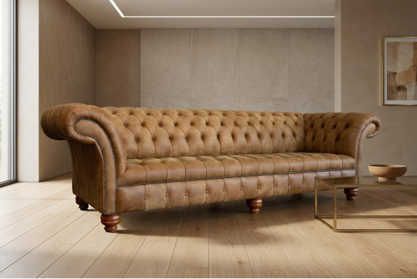 Chesterfield Canapé Marron Canapé Rembourré 4 Places Canapés Siège Suite